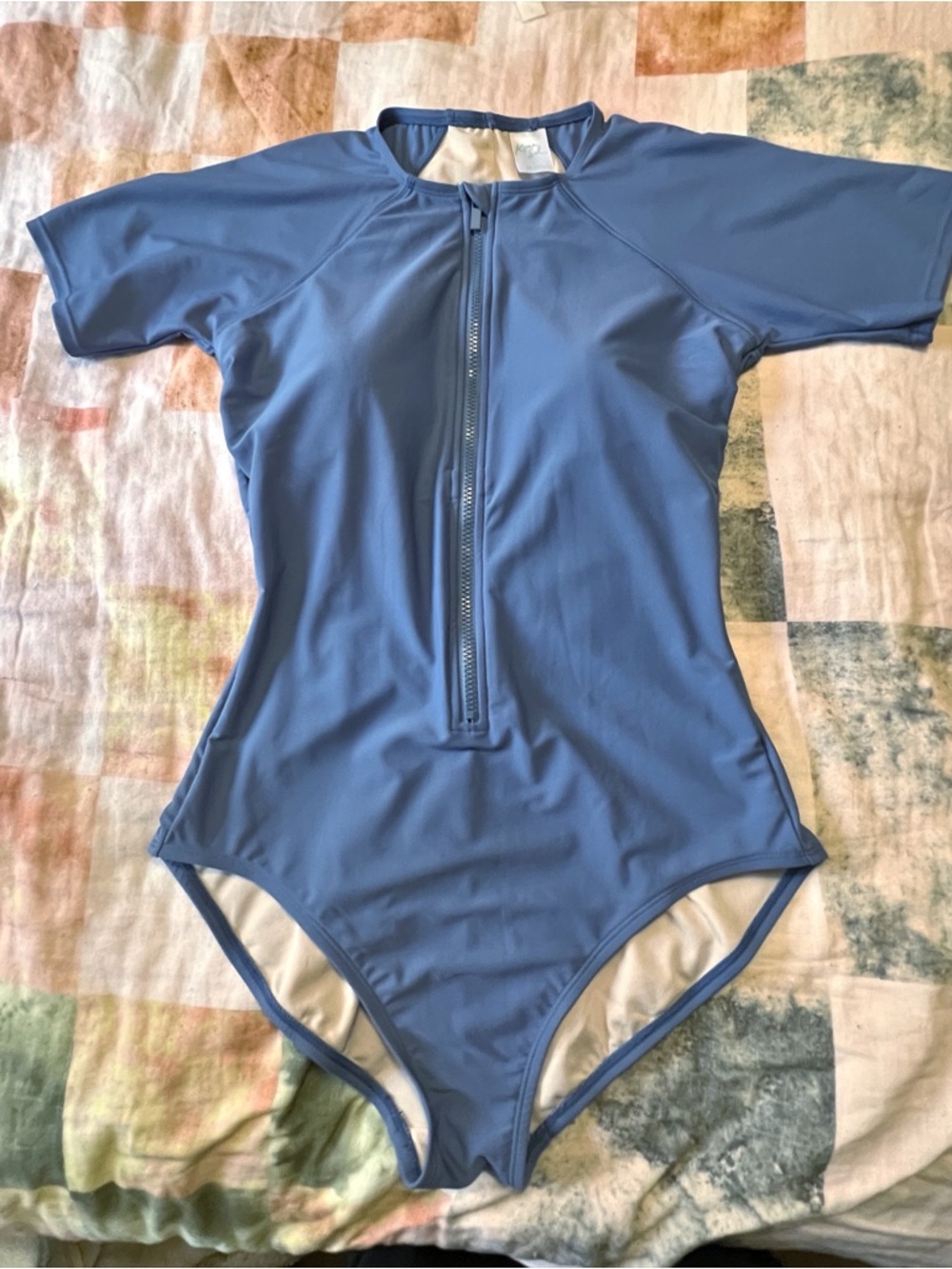 Kona Sol Light Blue Zip Front Women's Swimsuit L - Picture 6 of 11